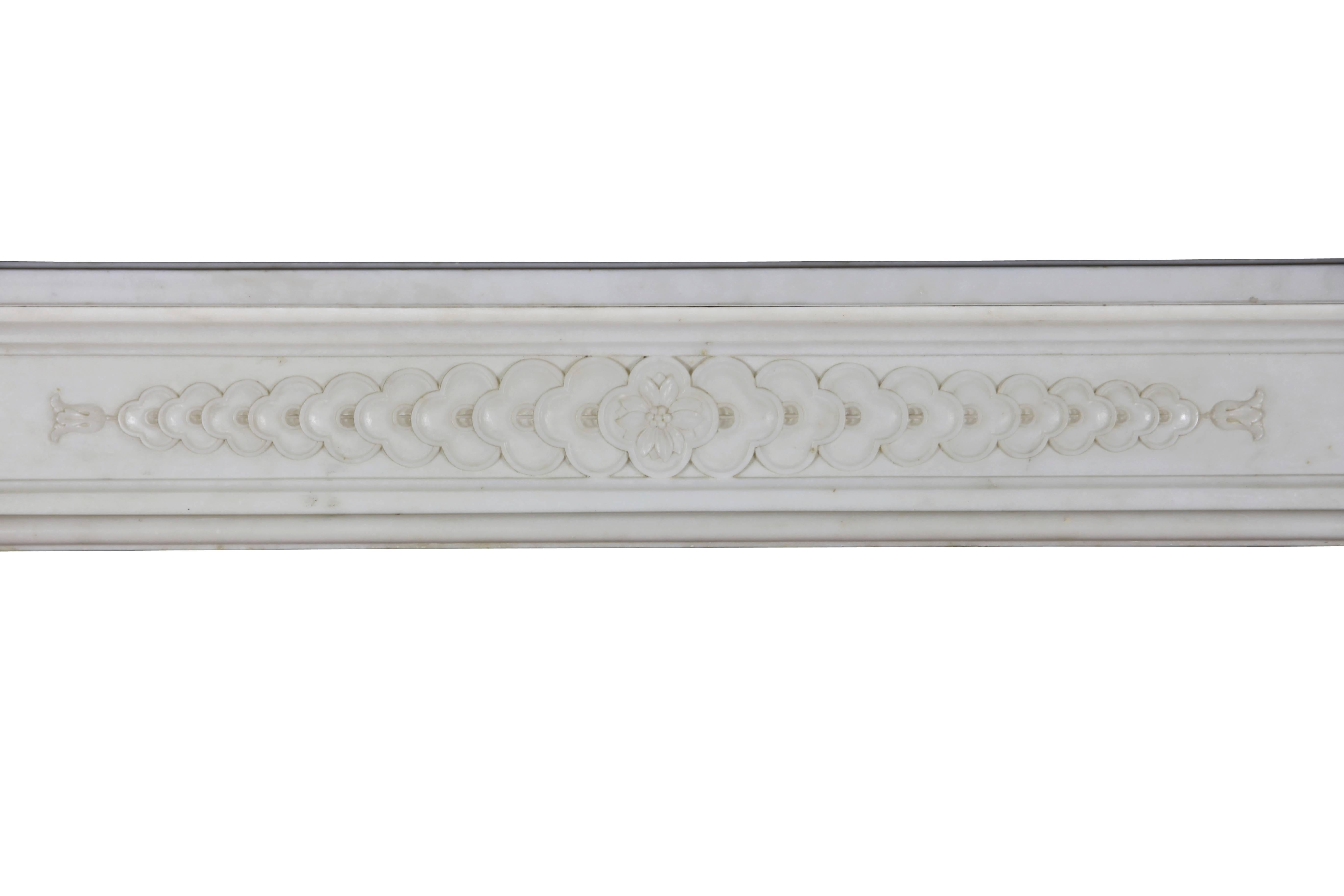 Louis XVI Fine 18th Century French White Statuary Marble Antique Fireplace Surround For Sale