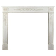 Fine 18th Century French White Statuary Marble Antique Fireplace Surround