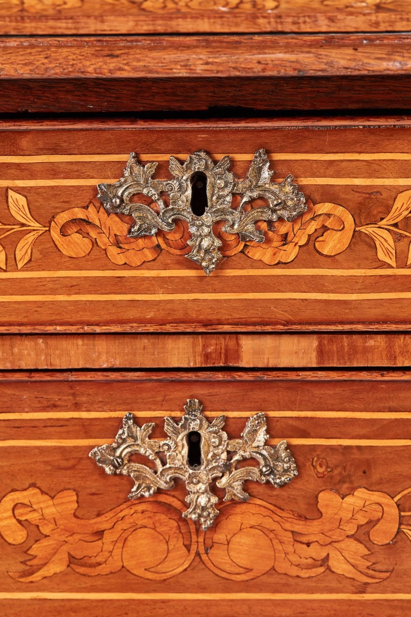 Fine 18th Century Antique Walnut Dutch Marquetry Cabinet For Sale 1