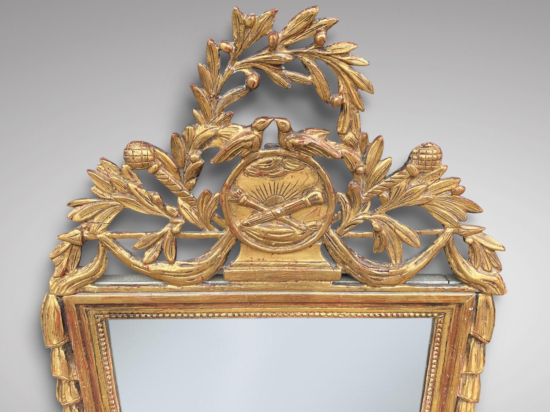 Fine 18th Century French Gilt Wood Framed Wall Mirror 1
