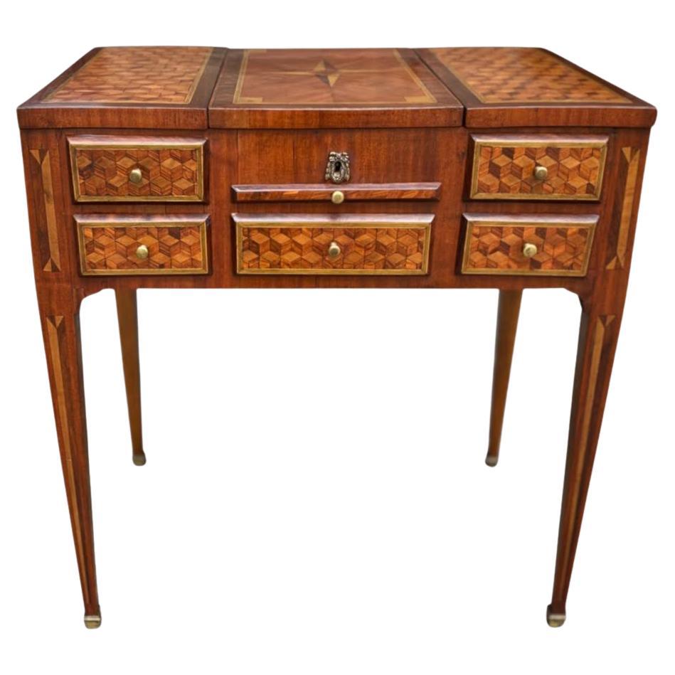 Fine 18th Century French Louis XVI Marquetry Dressing Table