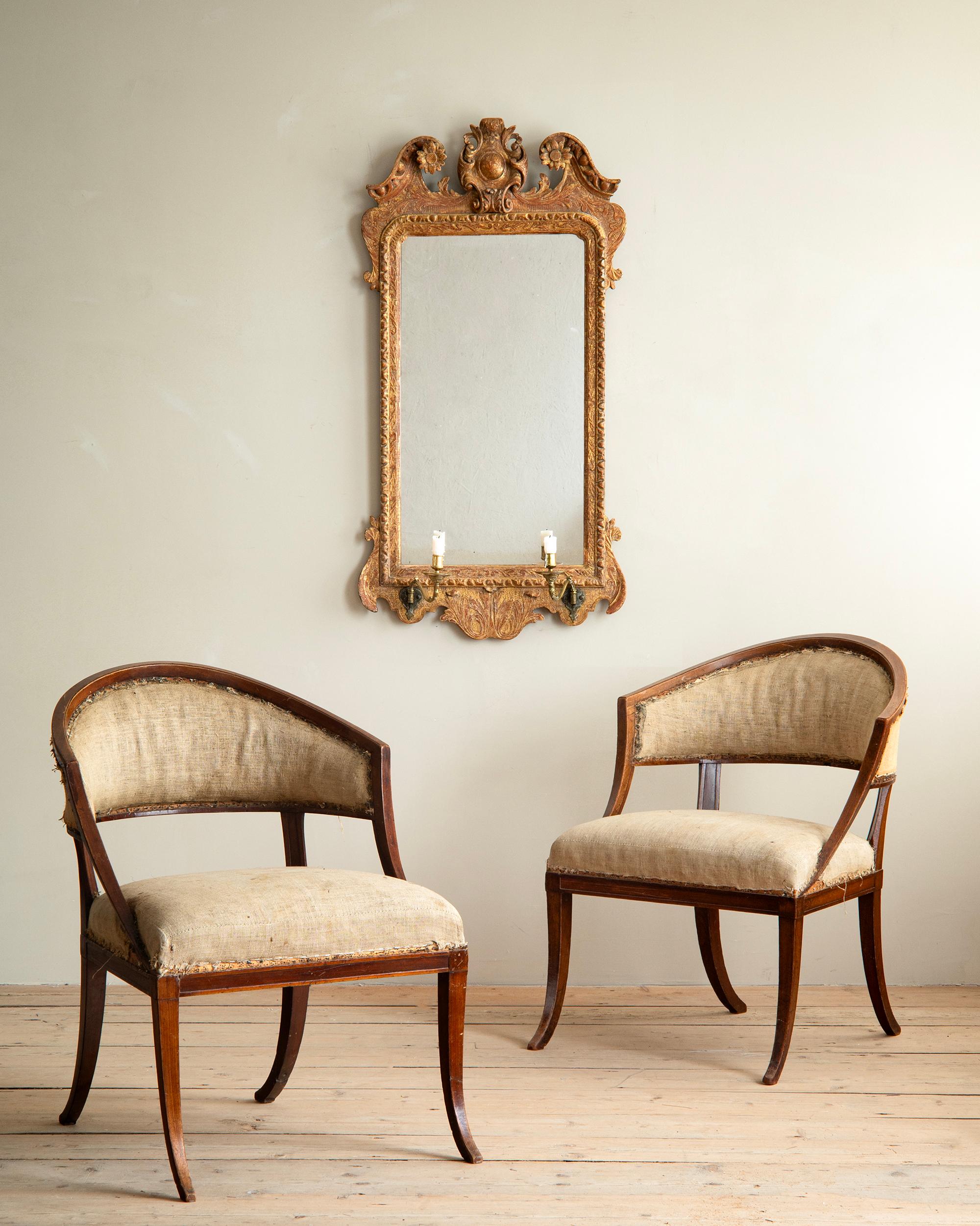 English Fine 18th Century George II Gilt Wood Mirror For Sale
