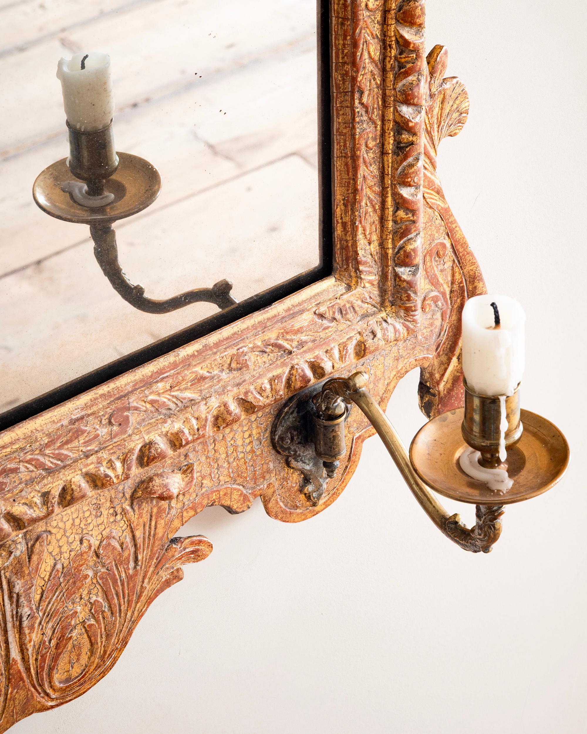 Giltwood Fine 18th Century George II Gilt Wood Mirror For Sale