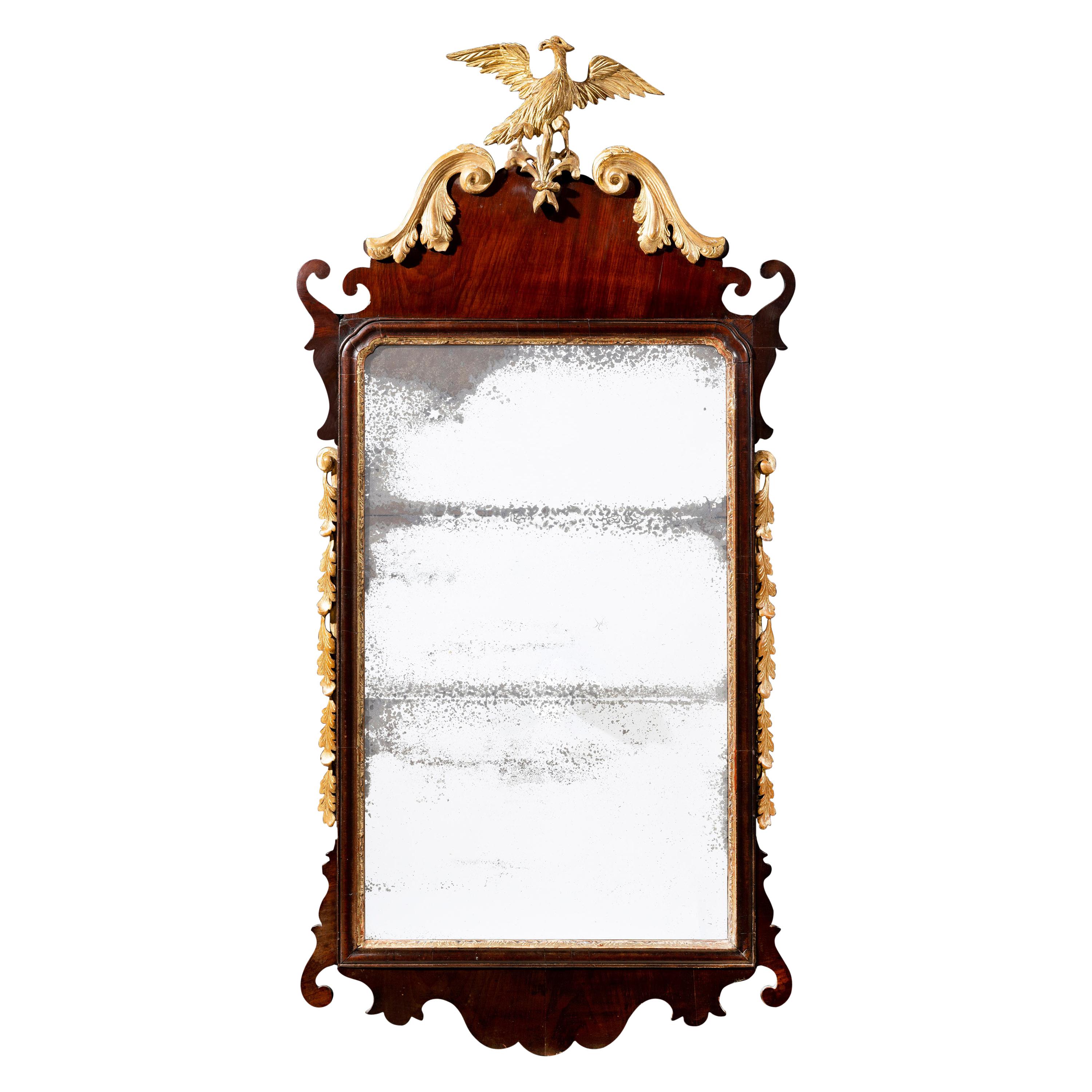 Fine 18th Century George II Period Mahogany and Gilt Mirror For Sale