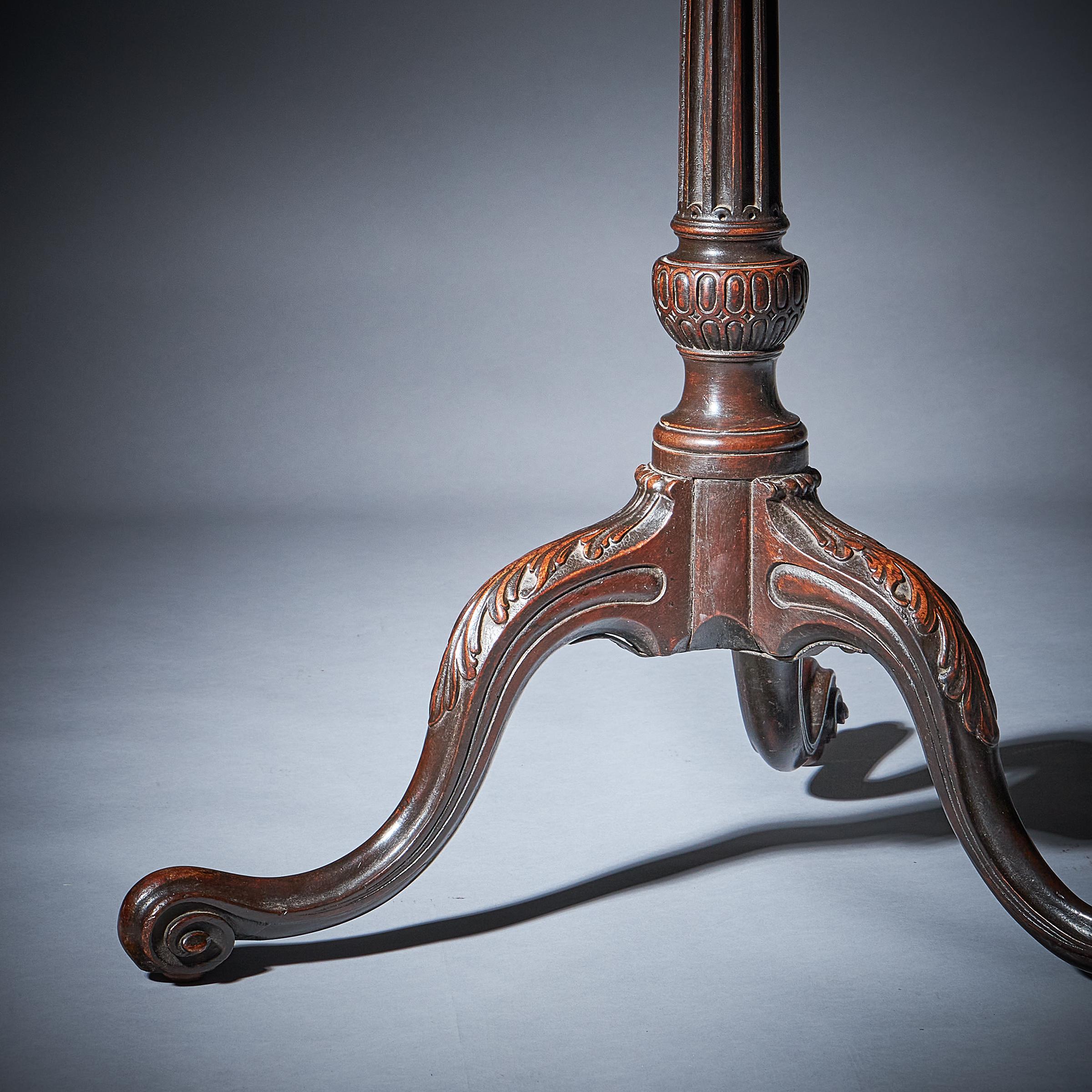 18th Century and Earlier Fine 18th Century George III Chippendale Mahogany Pie-Crust Tripod Table