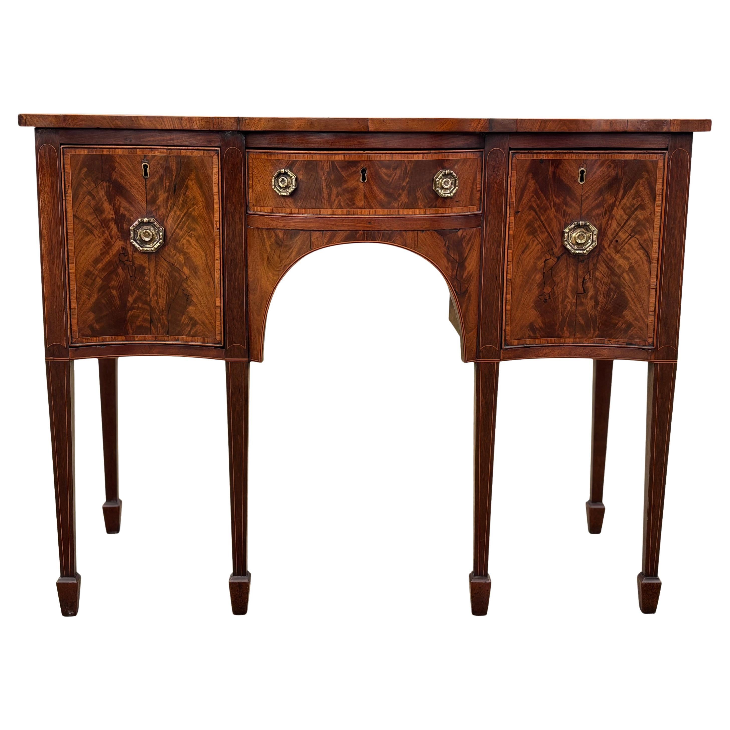 Fine 18th Century George III Period Mahogany 
Inlay Serpentine Sideboard