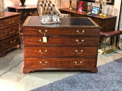 Fine 18th Century Georgian Mahogany Leathertop Desk with Full Chest of Drawers