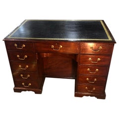 Antique Fine 18th Century Georgian Mahogany Leathertop Desk with Full Chest of Drawers