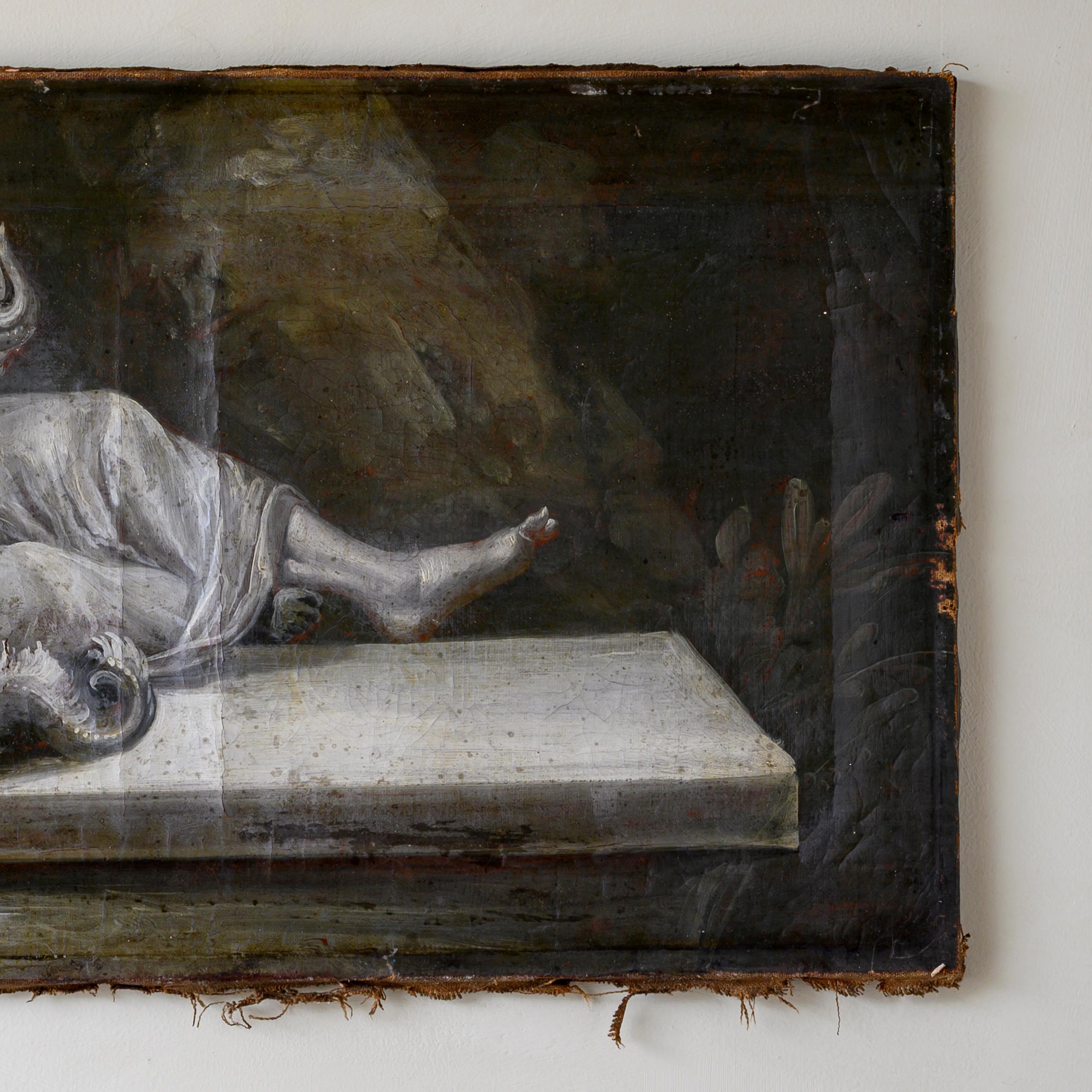 Hand-Painted Fine 18th Century Grisaille, Oil on Canvas