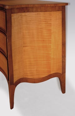 Fine 18th Century Hepplewhite Period Serpentine Harewood Commode