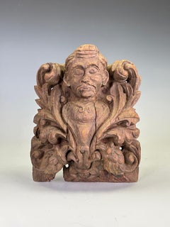 Fine 18th Century Indian Carved Hardwood Architectural Fragment Featuring a Nobl