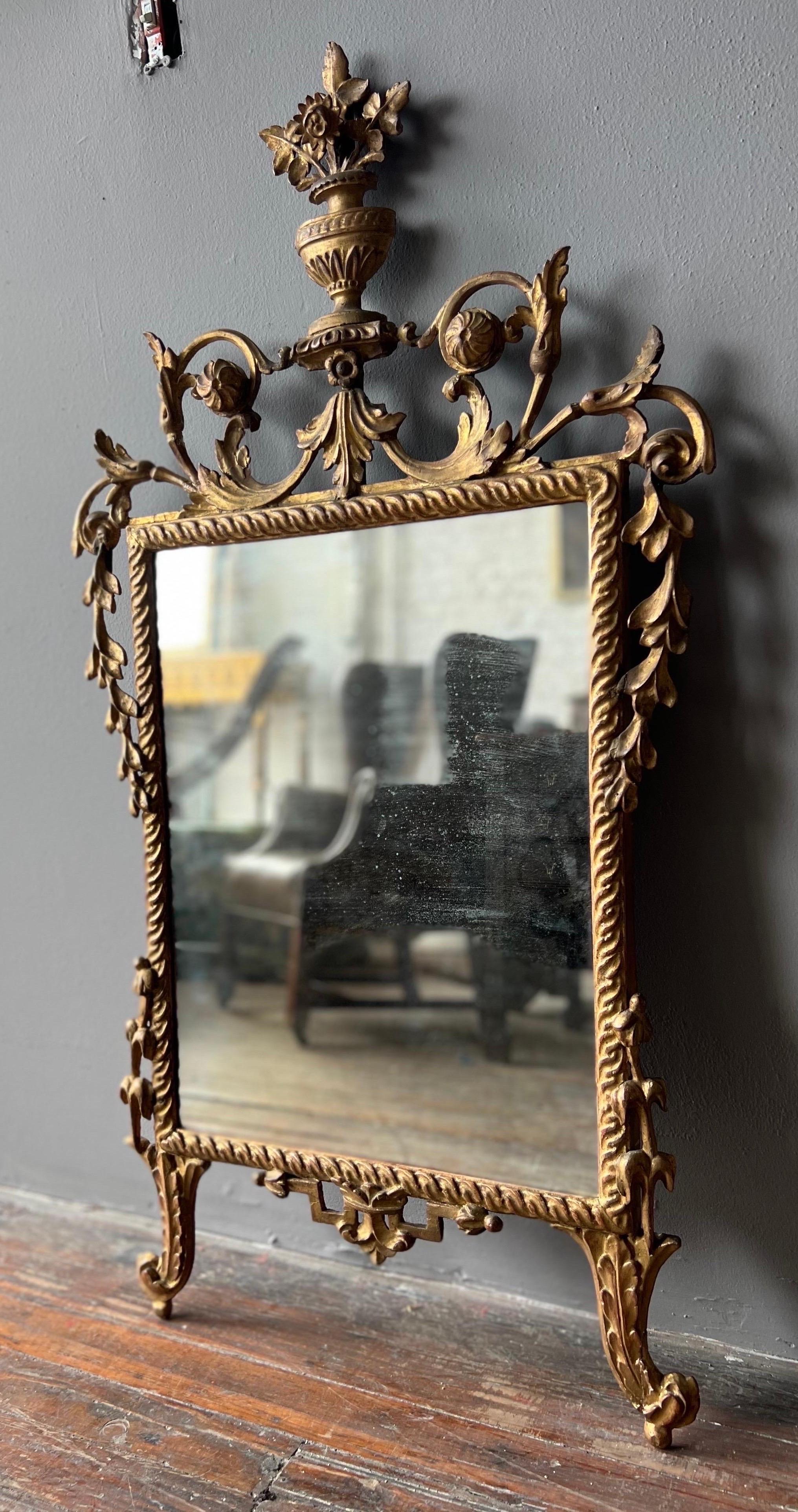 18th Century and Earlier Fine 18th Century Italian Rococo Giltwood Mirror For Sale