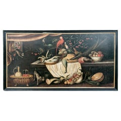 Antique Fine 18th Century Oil On Canvas Still Life