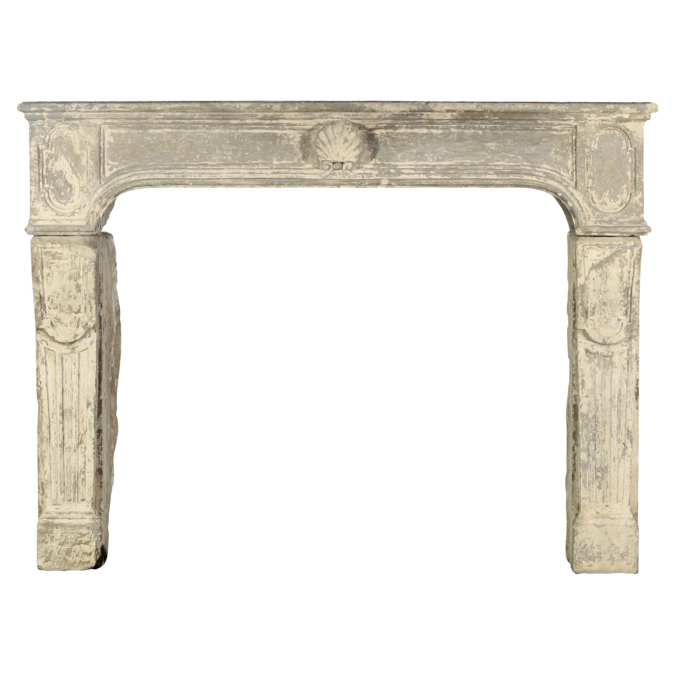 Fine 18th Century Period French Antique Decorative Fireplace in Limestone For Sale