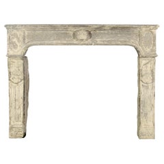Fine 18th Century Period French Antique Decorative Fireplace in Limestone