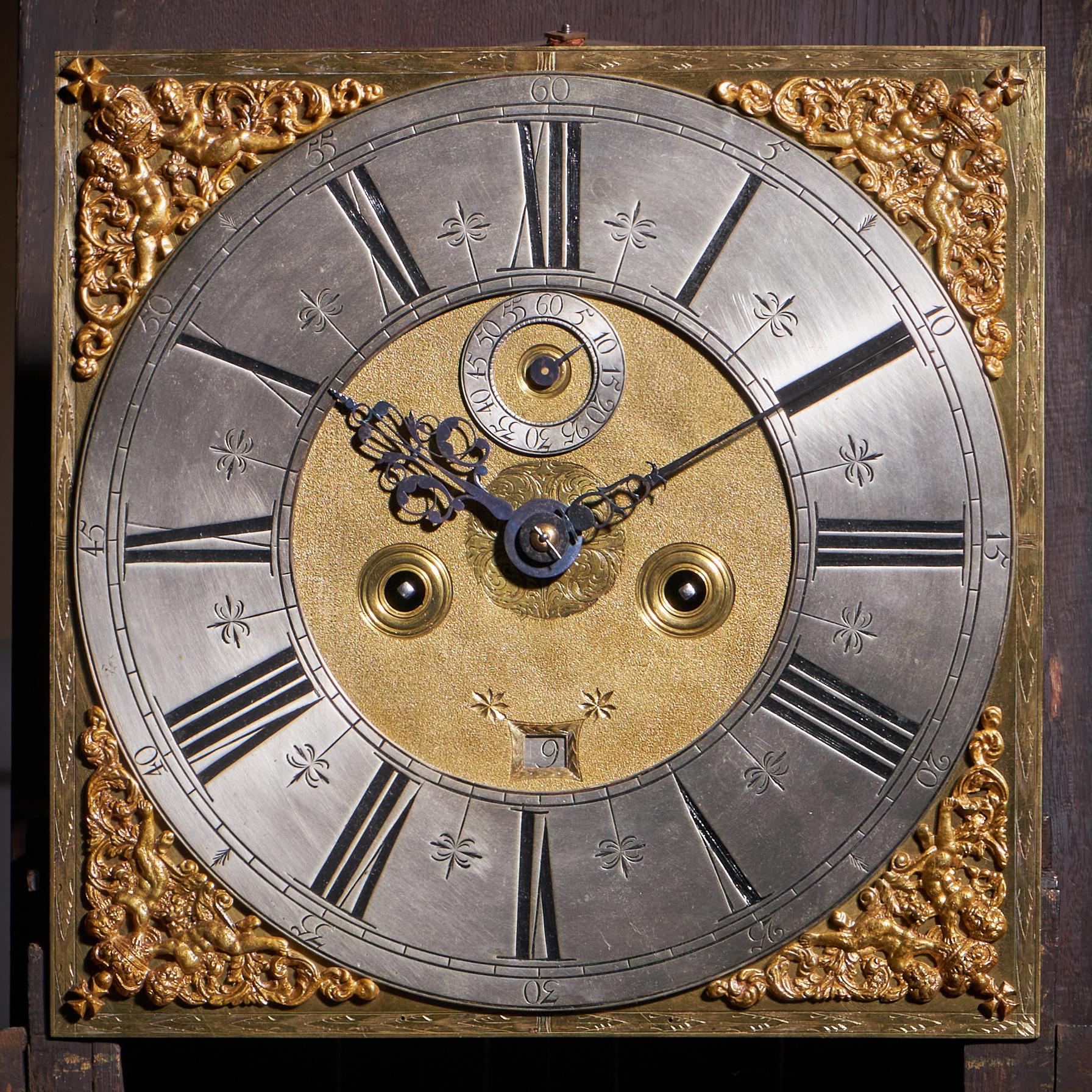 Fine 18th Century Queen Anne Burr Walnut Eight-Day Longcase Clock For Sale 5