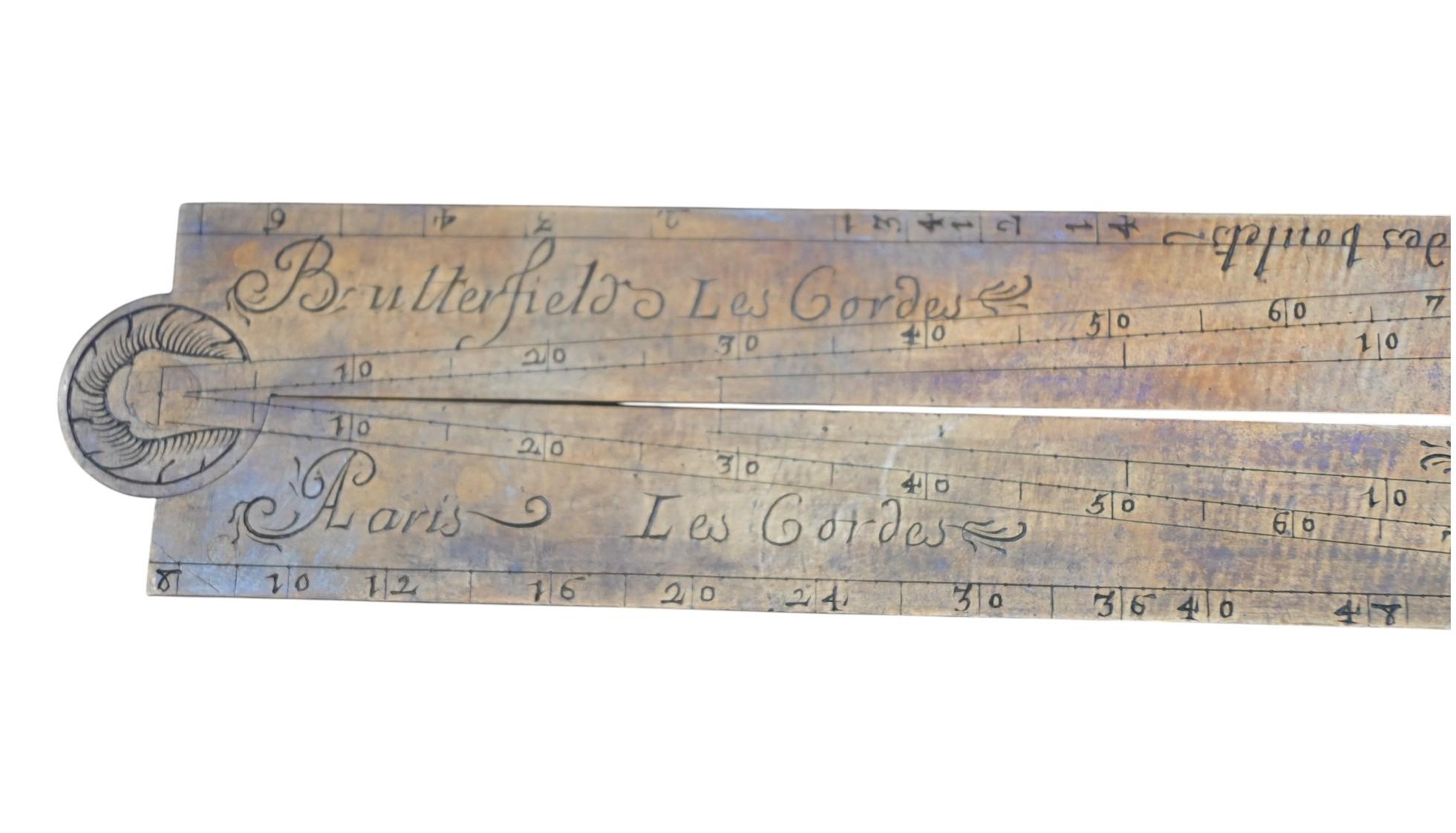 Secteur en laiton massif du XVIIIe siècle, signé Butterfield Paris, 1720-1750 Bon état - En vente à Bilzen, BE