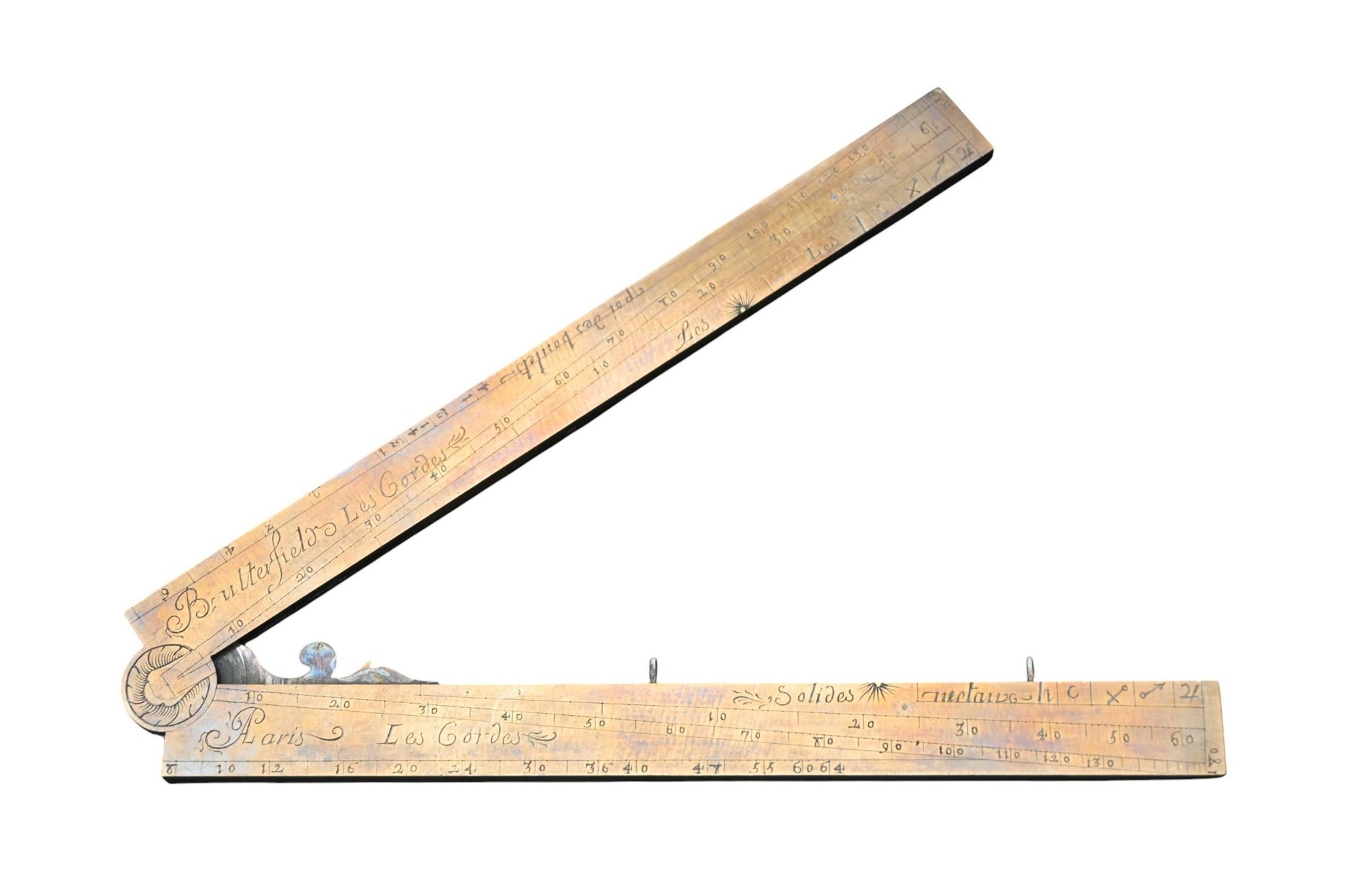 Secteur en laiton massif du XVIIIe siècle, signé Butterfield Paris, 1720-1750 en vente 1