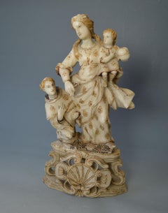 Fine 18th Century Spanish Colonial Carved Marble Madonna Child Group