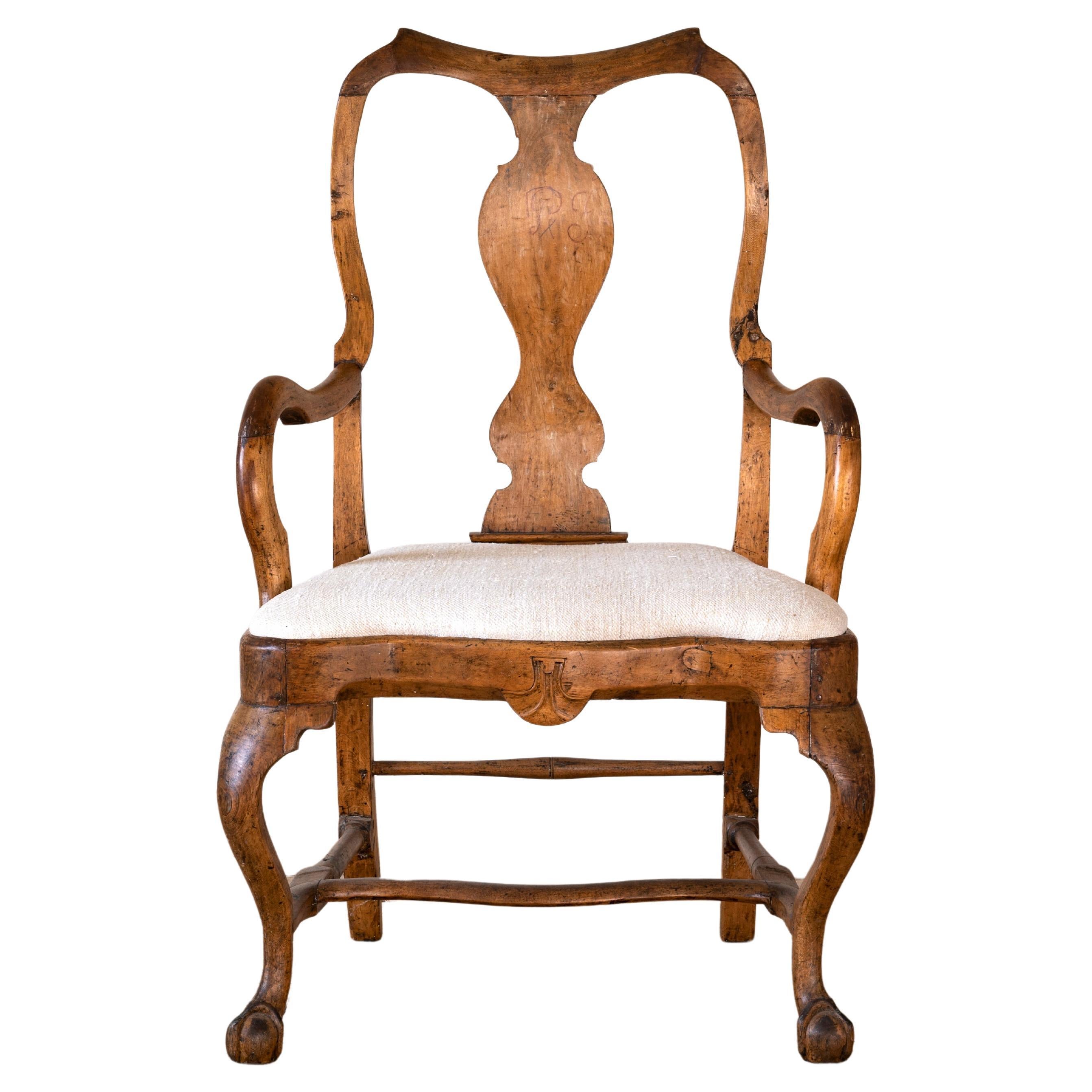 Fine 18th Century Swedish Baroque Armchair For Sale