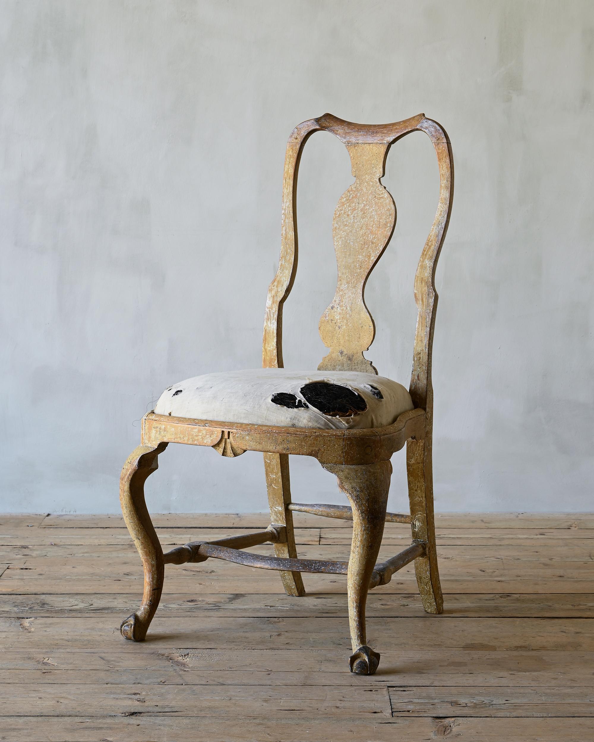Hand-Crafted Fine 18th Century Swedish Rococo Chair For Sale