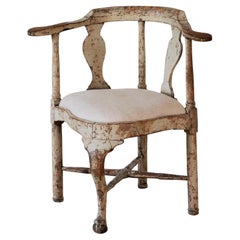 Fine 18th Century Swedish Rococo Corner Armchair