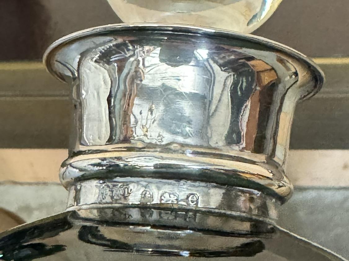 FINE 1904 ANTIQUE GREEN WINE PORT SPIRIT DECANTER WiTH STERLING SILVER COLLAR For Sale 3