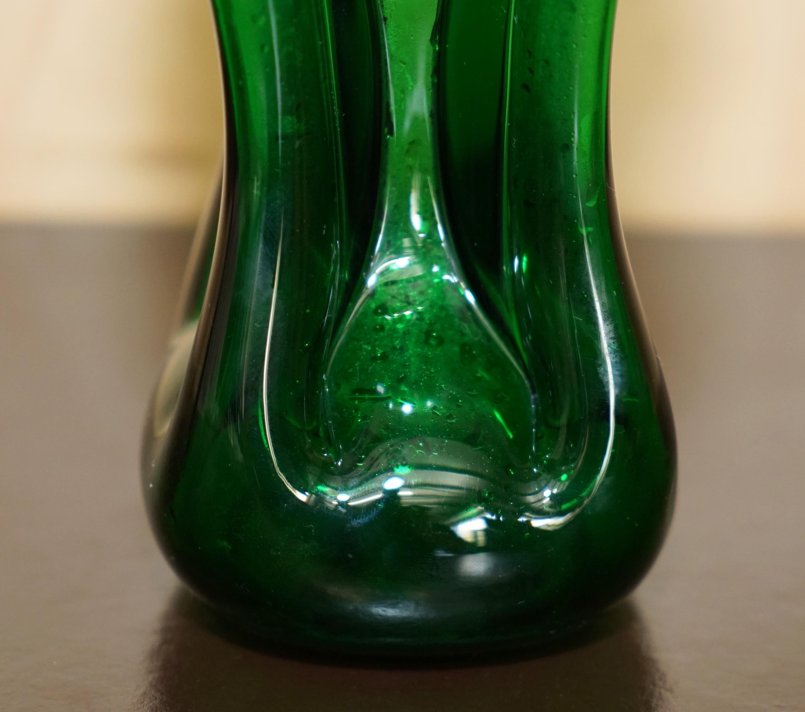 FINE 1904 ANTIQUE GREEN WINE PORT SPIRIT DECANTER WiTH STERLING SILVER COLLAR In Good Condition For Sale In West Sussex, Pulborough
