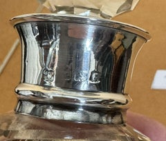 FINE 1906 ANTIQUE EDWARDIAN WHISKY SPIRIT DECANTER WiTH STERLING SILVER COLLAR