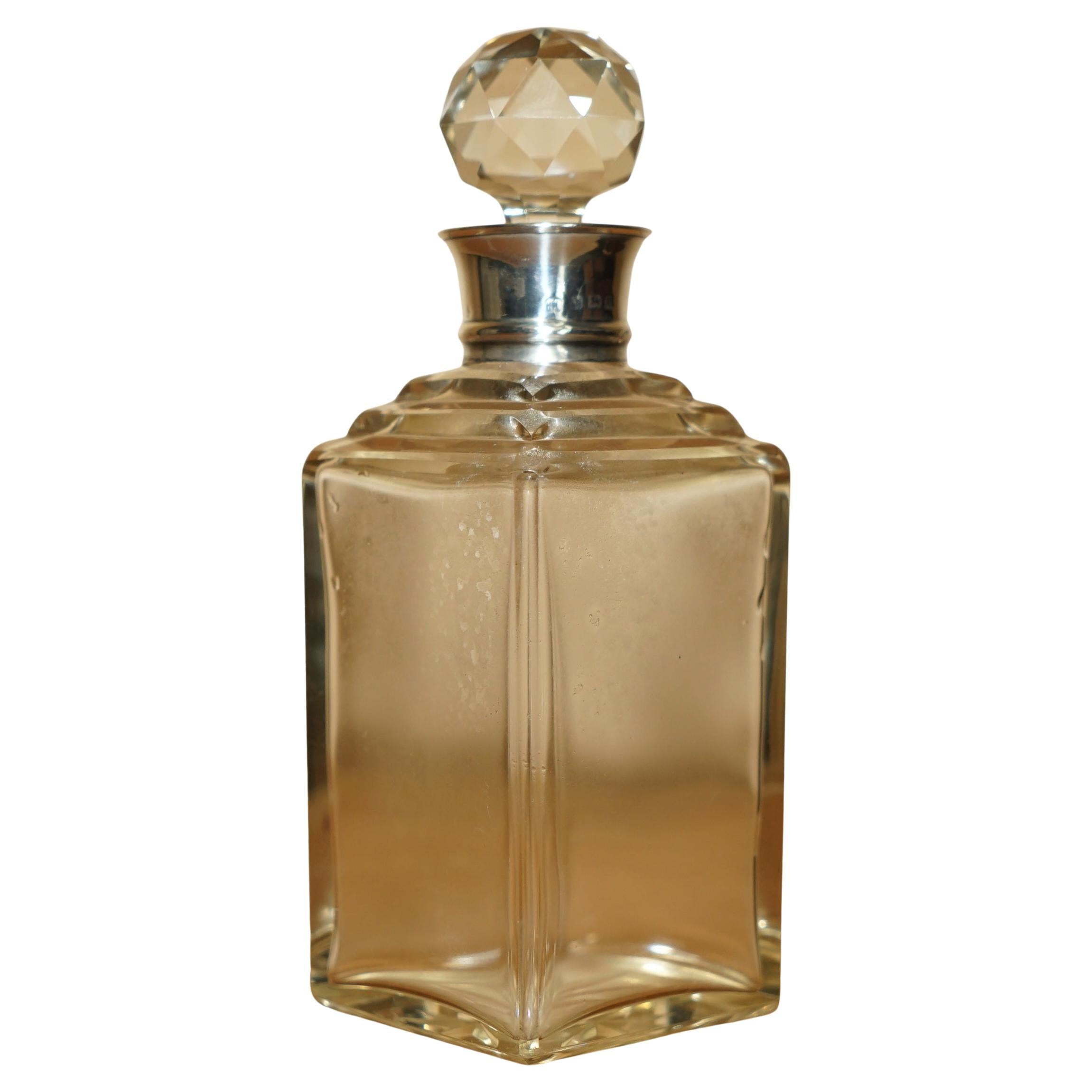 DÉcanteur Édouardien ancien en soie blanche avec collier en argent sterling, FINE 1906