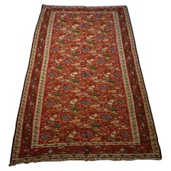 Fine 1940's Senneh Flat-Weave Kurdish Kilim with Vibrant Bird Pattern