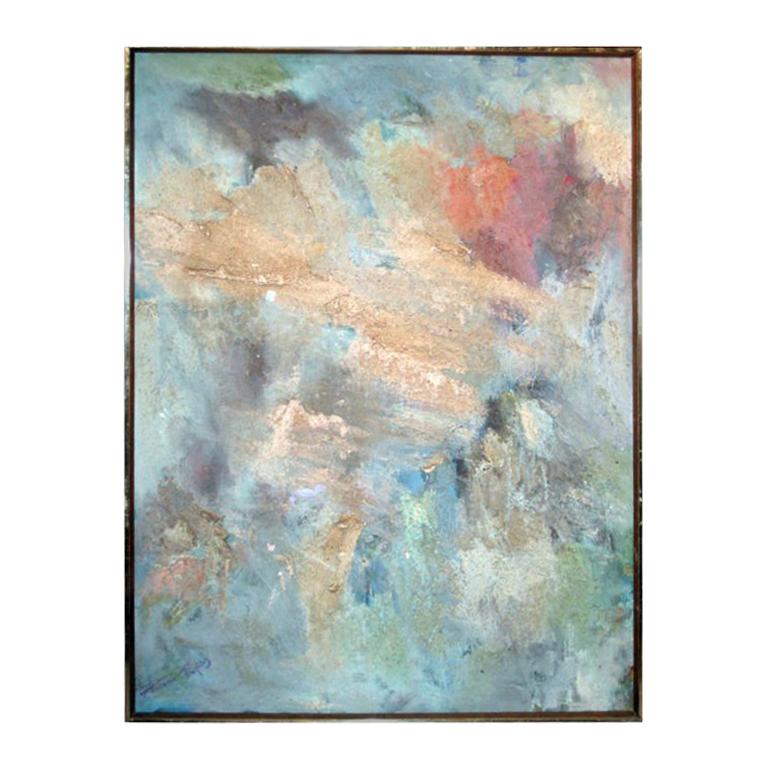 Fine 1950's Abstract Painting Titled "Jungle Storm" For Sale