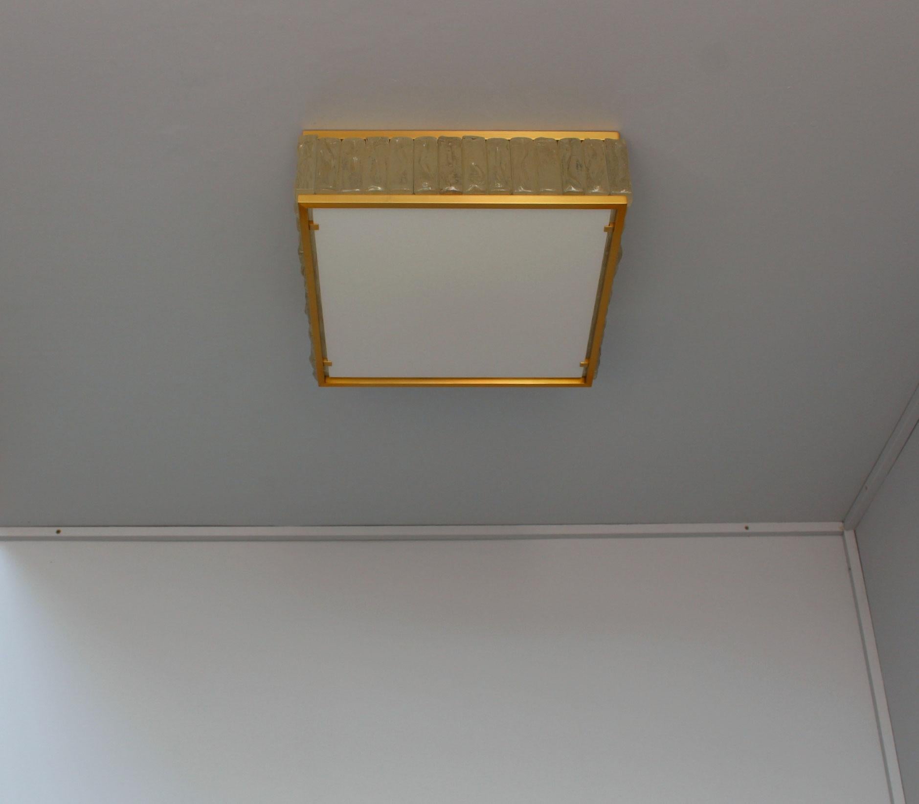 French Fine 1950s Brass and Glass Square 