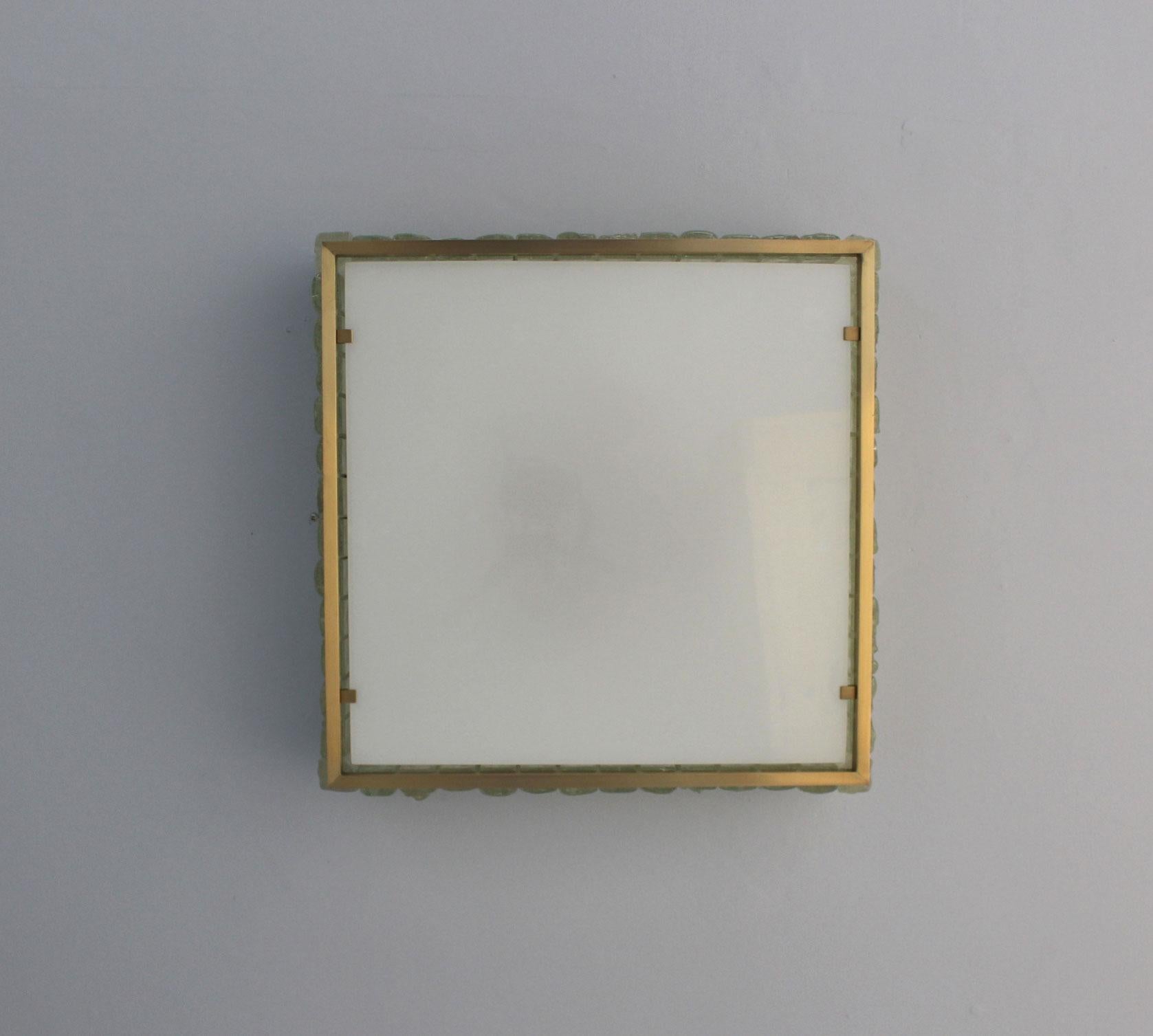 Mid-20th Century Fine 1950’s Brass and Glass Square “Queen Necklace” Ceiling Light by Perzel For Sale