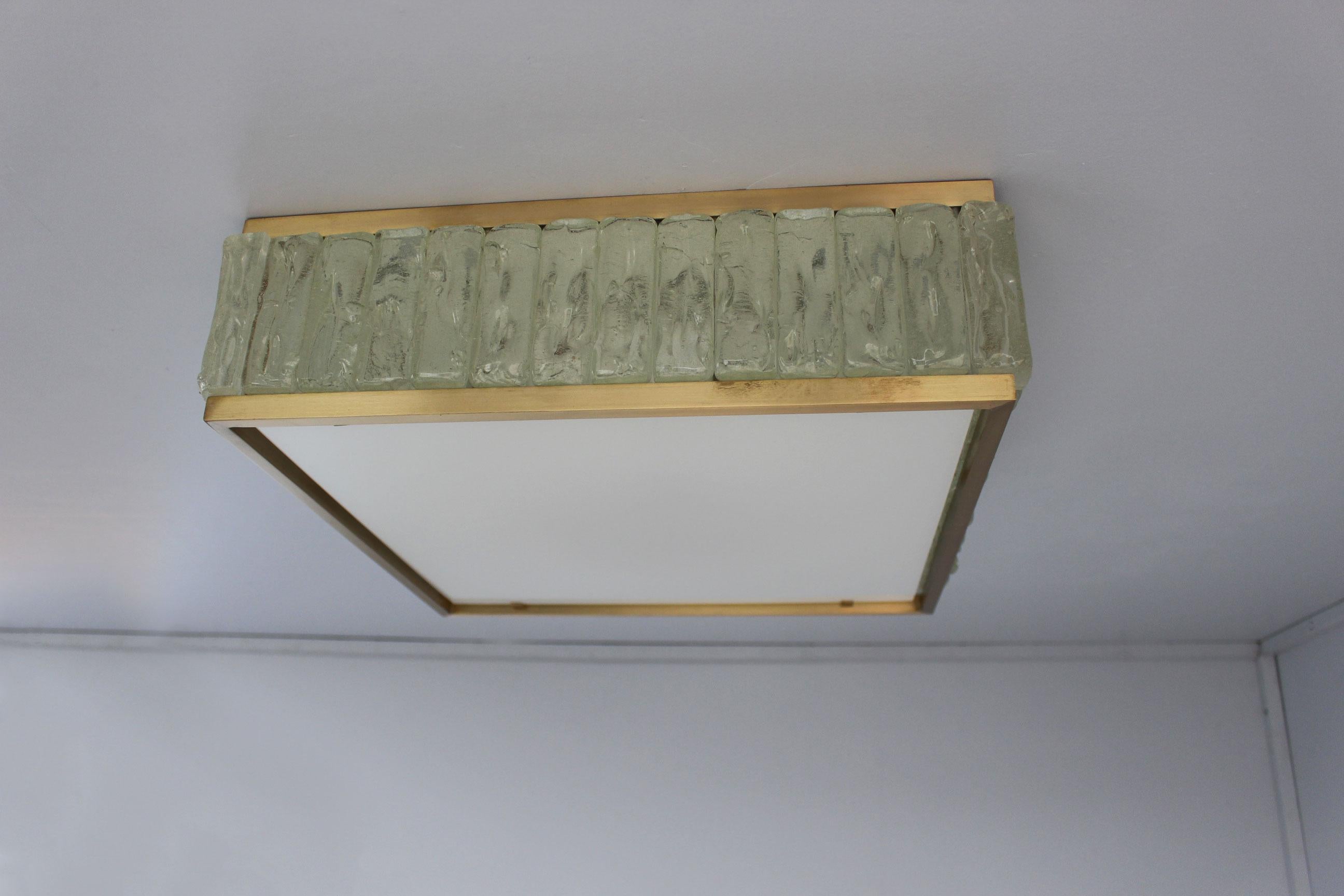 Fine 1950’s Brass and Glass Square “Queen Necklace” Ceiling Light by Perzel For Sale 2