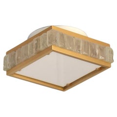 Fine 1950s Brass and Glass Square “Queen Necklace” Ceiling Light by Perzel