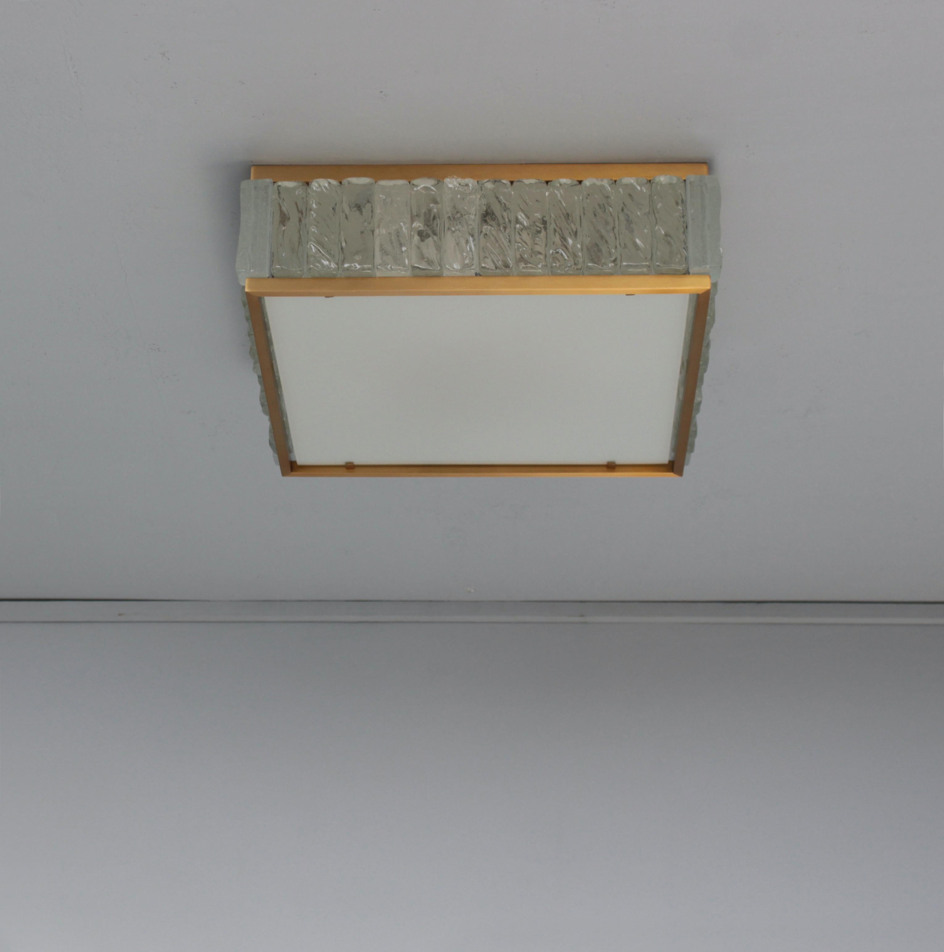 Fine 1950’s Brass and Glass Square “Queen's Necklace” Ceiling Light by Perzel In Good Condition For Sale In Long Island City, NY