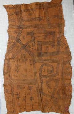Fine 1950's Mbuti Bark Cloth With Biomorphic Motifs