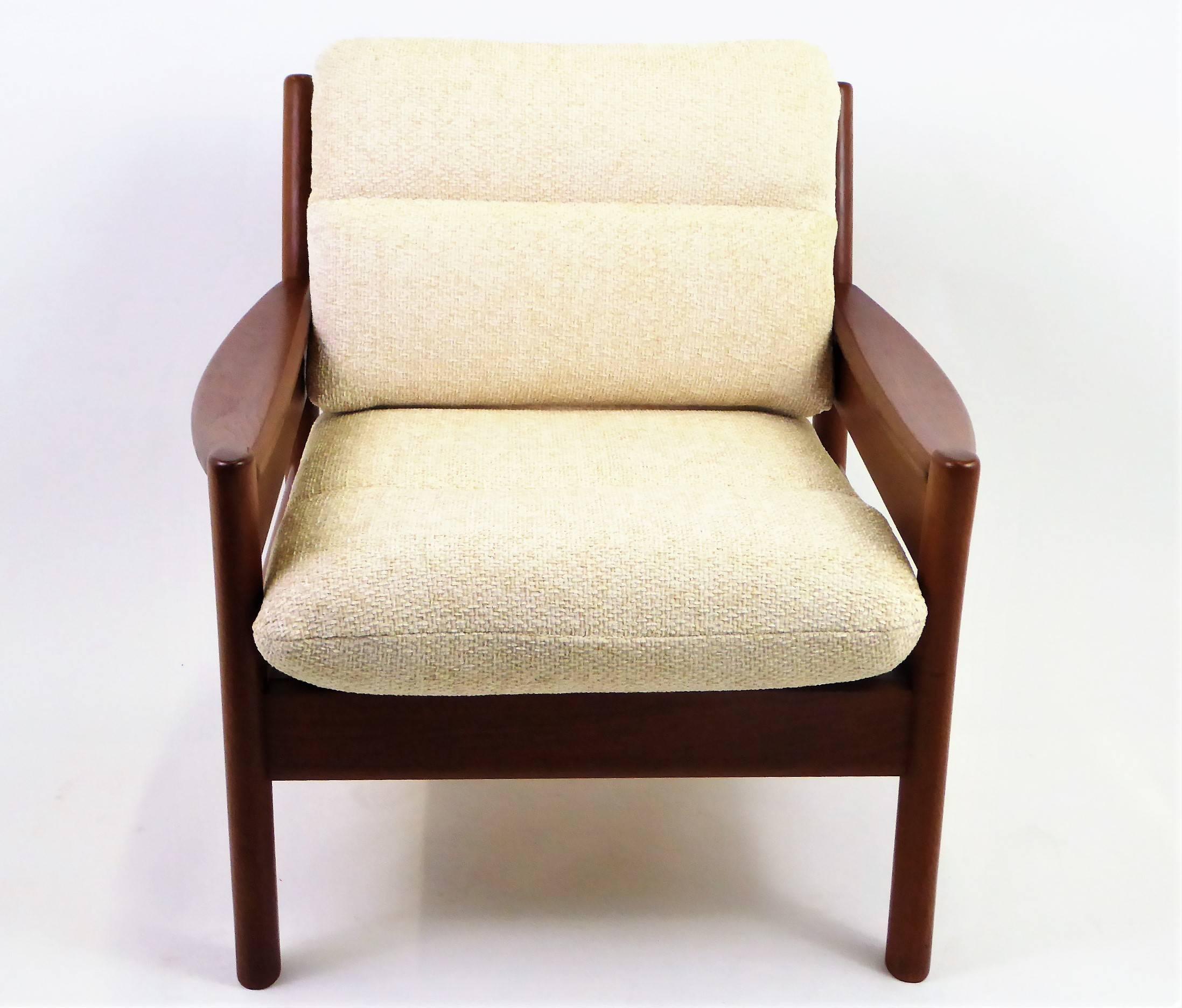 Fine 1960s Dyrlund Teak Lounge Armchair Denmark with Chenille Cushions 2