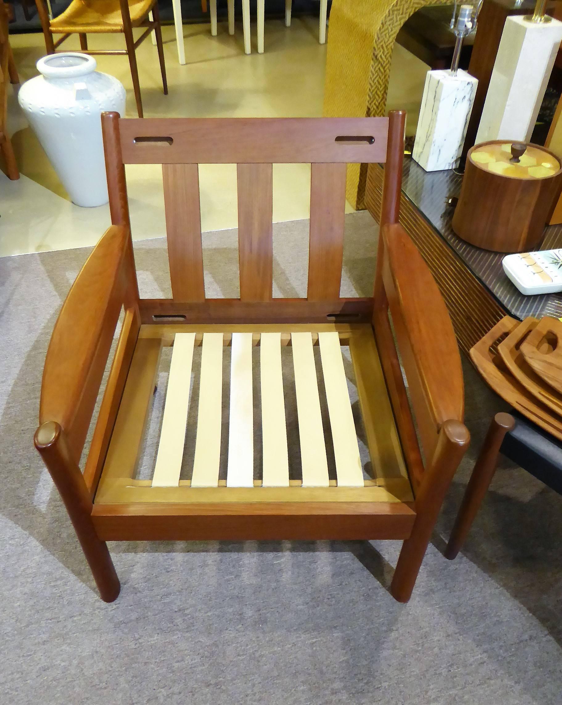 Fine 1960s Dyrlund Teak Lounge Armchair Denmark with Chenille Cushions 4