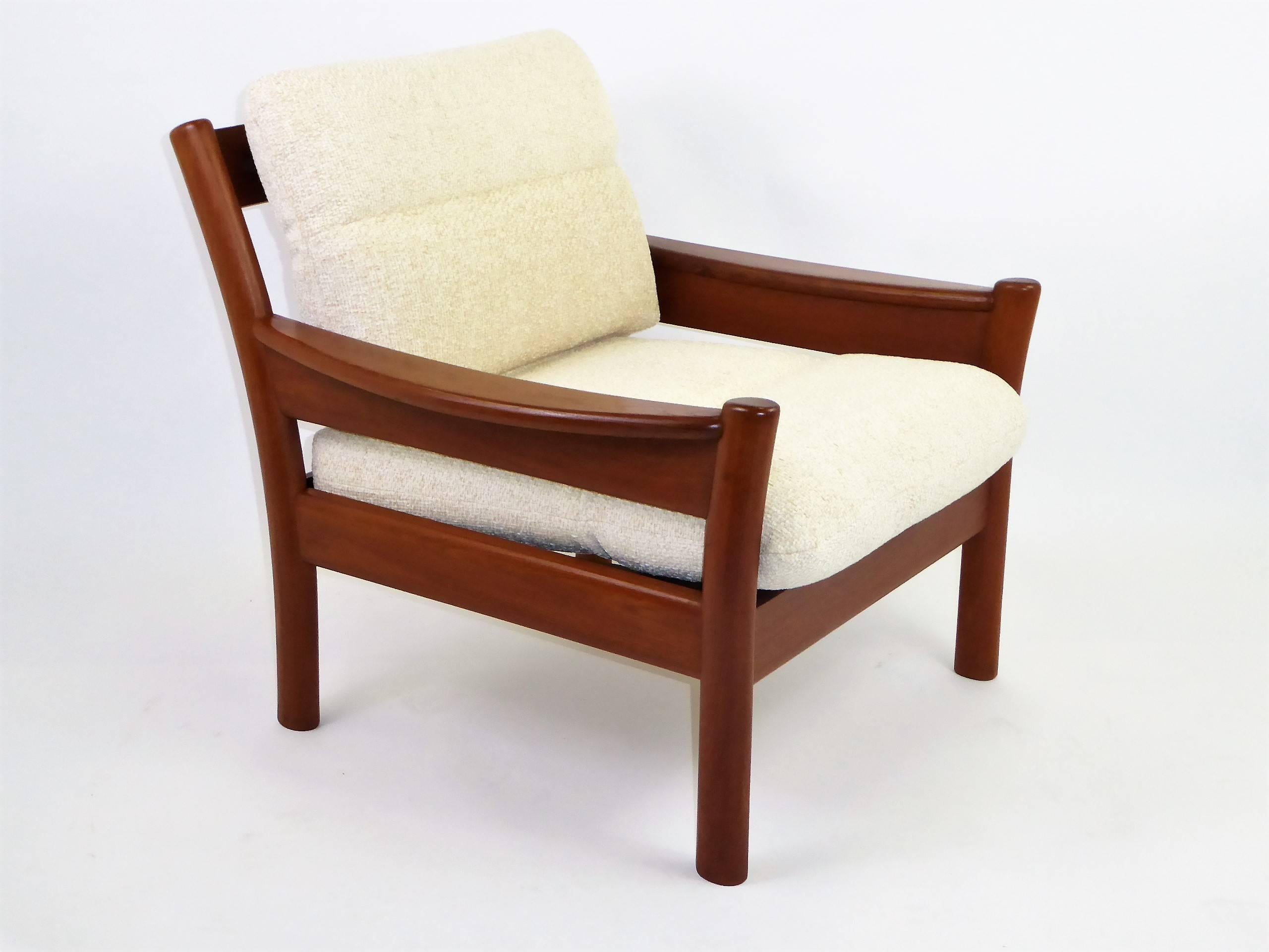 Fine 1960s Dyrlund Teak Lounge Armchair Denmark with Chenille Cushions 1