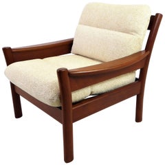 Fine 1960s Dyrlund Teak Lounge Armchair Denmark with Chenille Cushions