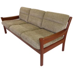 Fine 1960s Dyrlund Teak Sofa Denmark with Chenille Cushions