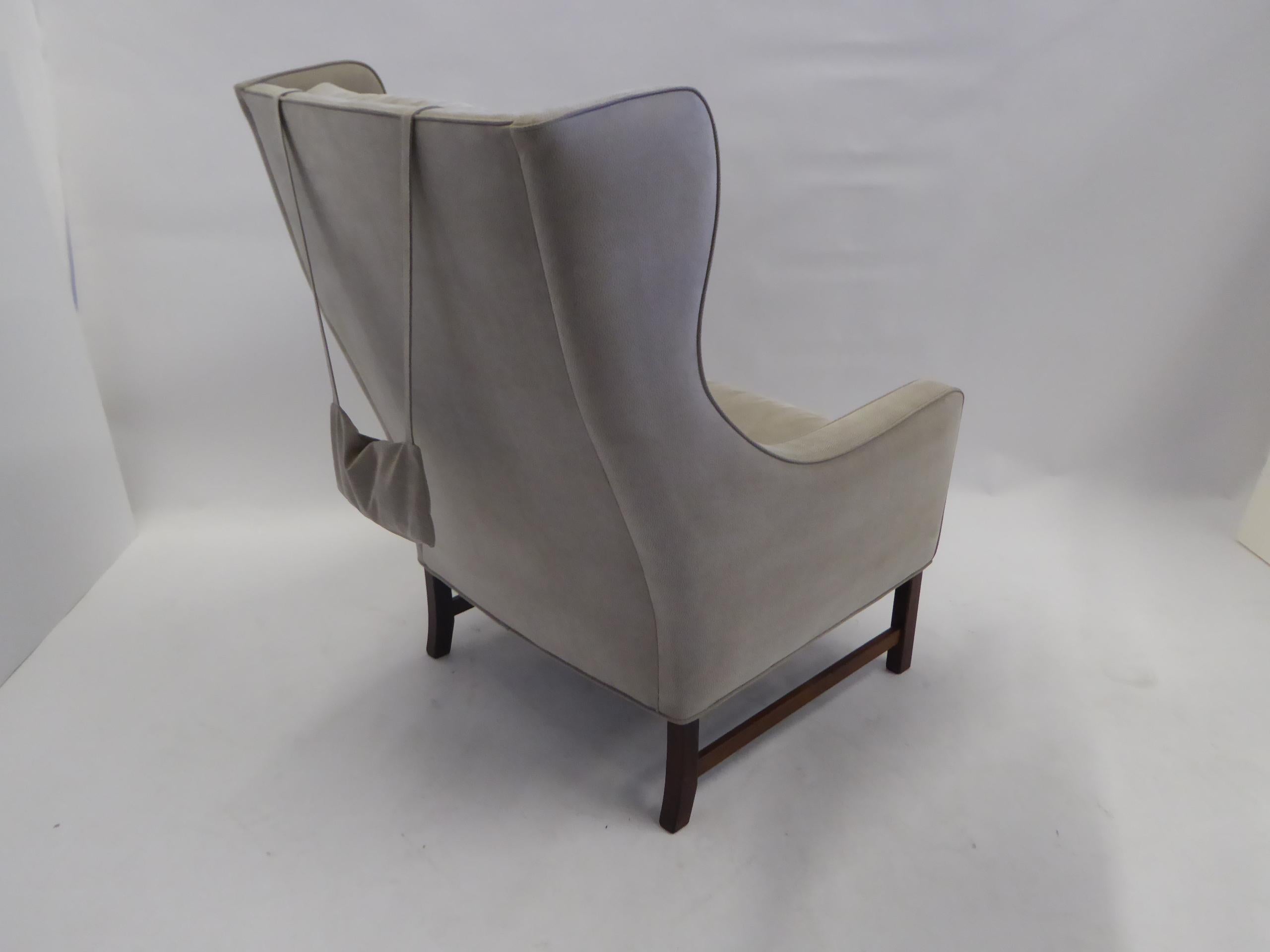 Ultrasuede Fine 1960s Fredrik Kayser Wingback Chair for Vatne Møbler