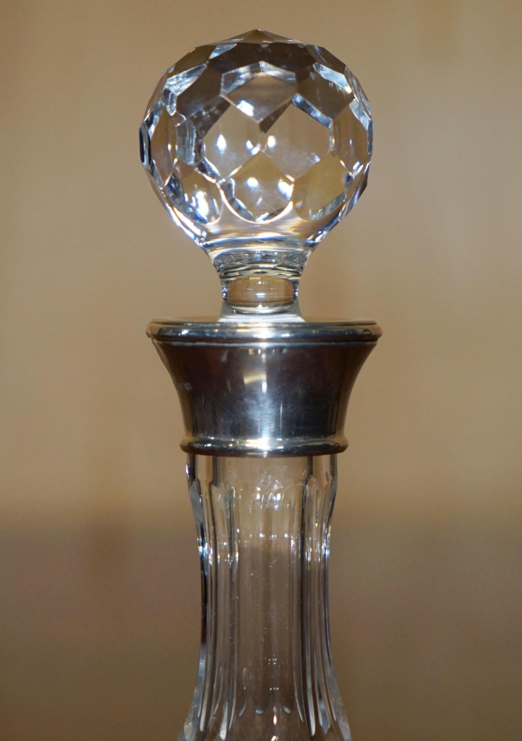 Royal House Antiques

Royal House Antiques is delighted to offer for sale this sublime antique 1969 cut glass crystal Wine or Whisky decanter with Sterling Silver collar

A good looking and decorative piece, it has been wonderfully cut and looks
