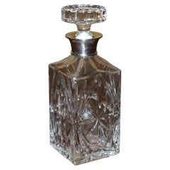 DECANTER ANTIQUE DAVID SHAW WHISKY SPIRIT DECANTER AVEC COLLAR EN argent sterling, FINE 1978