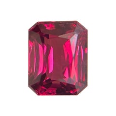 Fine 1.98ct Vivid Purple Red Rhodolite Garnet Emerald Octagon Cut Gem