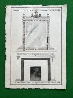 FINE 1993 DAVID LiNLEY PERSPECTIVE OVERMANTLE MARQUETRY WALL MIRROR WITH ARTWORK