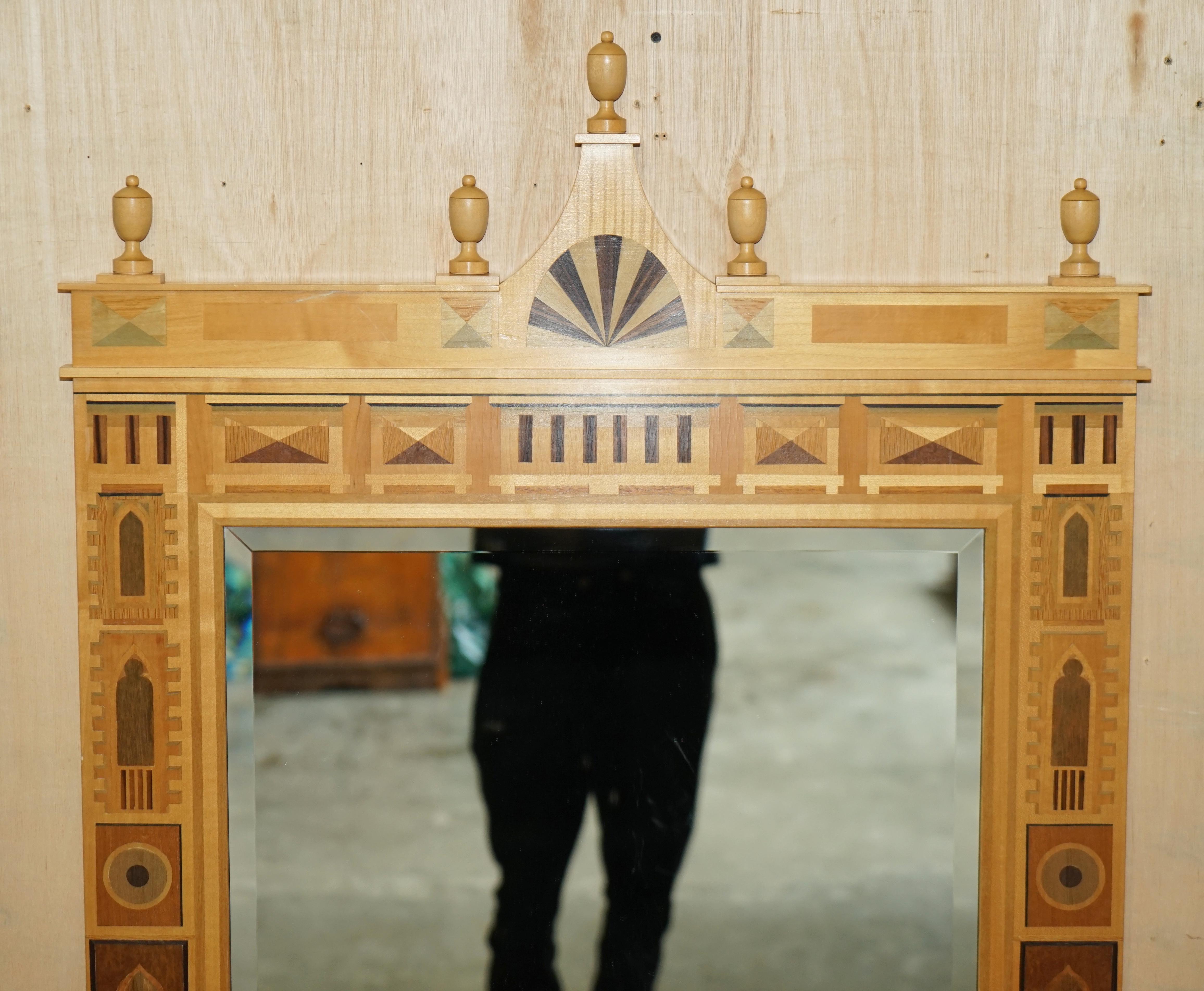 Late 20th Century FINE 1993 DAVID LiNLEY PERSPECTIVE OVERMANTLE MARQUETRY WALL MIRROR WITH ARTWORK