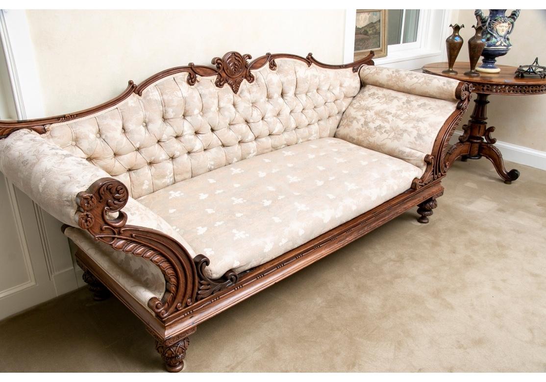 Fine 19th C. Anglo-Indian Carved Rosewood Sofa/ Daybed For Sale 6
